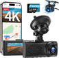 4K Dash Cam Front and Rear, 4k+1080p Dashcam for Car Built in GPS,5GHz WiFi, 64GB Card, Loop Recording Dash Cam w/Parking Monitor, Car Dash Cam Built-in Night Vision, App Control, WDR, G-Sensor