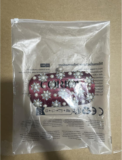 CORIOS Rhinestone Evening Bag for Women Beaded Clutch Bag Bridal Wedding Purse Glitter Shoulder Bag Luxury Crystal Handbag