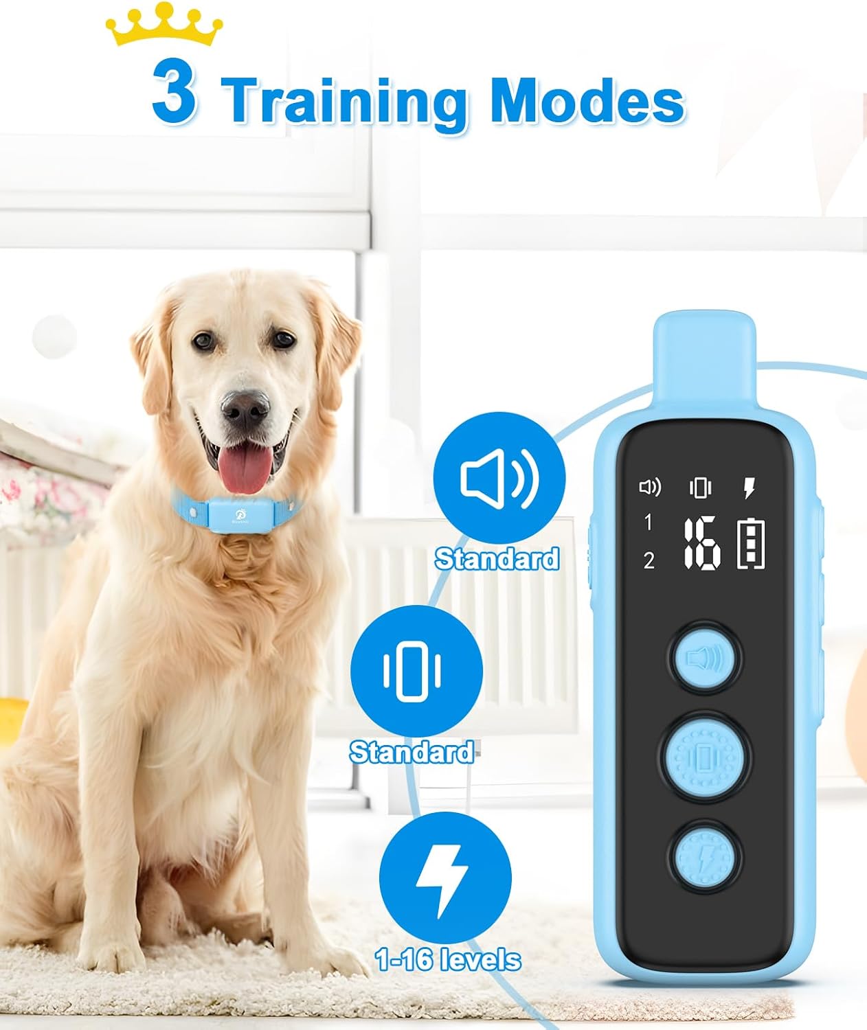 Bousnic Shock Collar for Dogs - Waterproof Rechargeable Dog Electric Training Collar with Remote for Small Medium Large Dogs with Beep, Vibration, Safe Shock Modes (8-120 Lbs) (Green)
