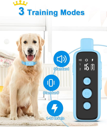 Bousnic Shock Collar for Dogs - Waterproof Rechargeable Dog Electric Training Collar with Remote for Small Medium Large Dogs with Beep, Vibration, Safe Shock Modes (8-120 Lbs) (Green)