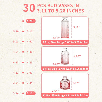 30 Pcs Mini Bud Vases As Wedding Centerpieces for Tables,Clear Bud Vases for Flowers,Small Flower Vases Suitable for Birthday Party,Anniversary,Wedding Reception,Baby Shower