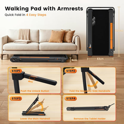 Mahrole Walking Pad with Vibration and lncline,Foldable Walking Pad Treadmill with Remote Control and APP,Powerful 3.0HP Servo Motor Treadmills for Home and Office