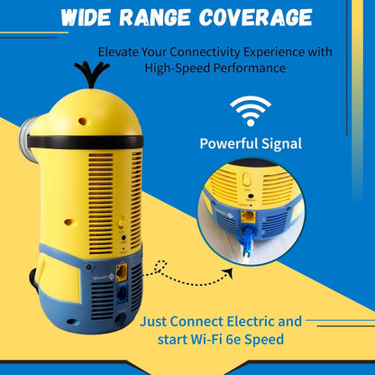 Davolink Minions Kevin Wi-Fi 6E Router - Elevate Your Connectivity Experience in 2024 with High-Speed Performance Gaming Router - Secure Travel WiFi Router
