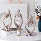Winshall Home Decor Accents, Resin Thinker Statue Decor 3 PCS, Abstract Bookshelf Decor, Decorative Sculpture for Office,Book Shelf, Figurines Home Decor Accents (Sandstone)