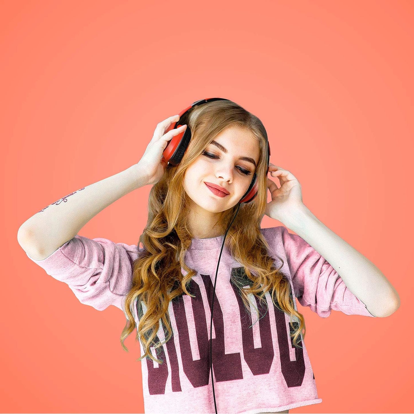 LORELEI X6 Over-Ear Wired Stereo Bass Headphones with Microphone, Lightweight, Foldable & Portable with 1.45M No-Tangle for Smartphone, Tablet, MP3/4, Space Black