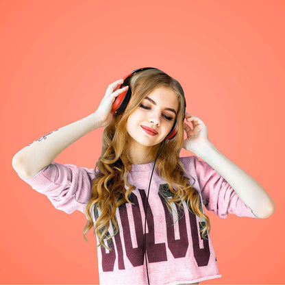 LORELEI X6 Over-Ear Wired Stereo Bass Headphones with Microphone, Lightweight, Foldable & Portable with 1.45M No-Tangle for Smartphone, Tablet, MP3/4, Space Black