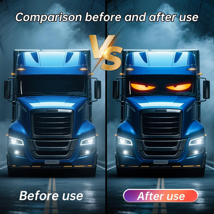 4.8in*24in Large Devil Eyes Light for Cars Windshield Remote & APP Control Dynamic Scrolling Text LED Screen IP65 Waterproof for Universal Windshield Decoration