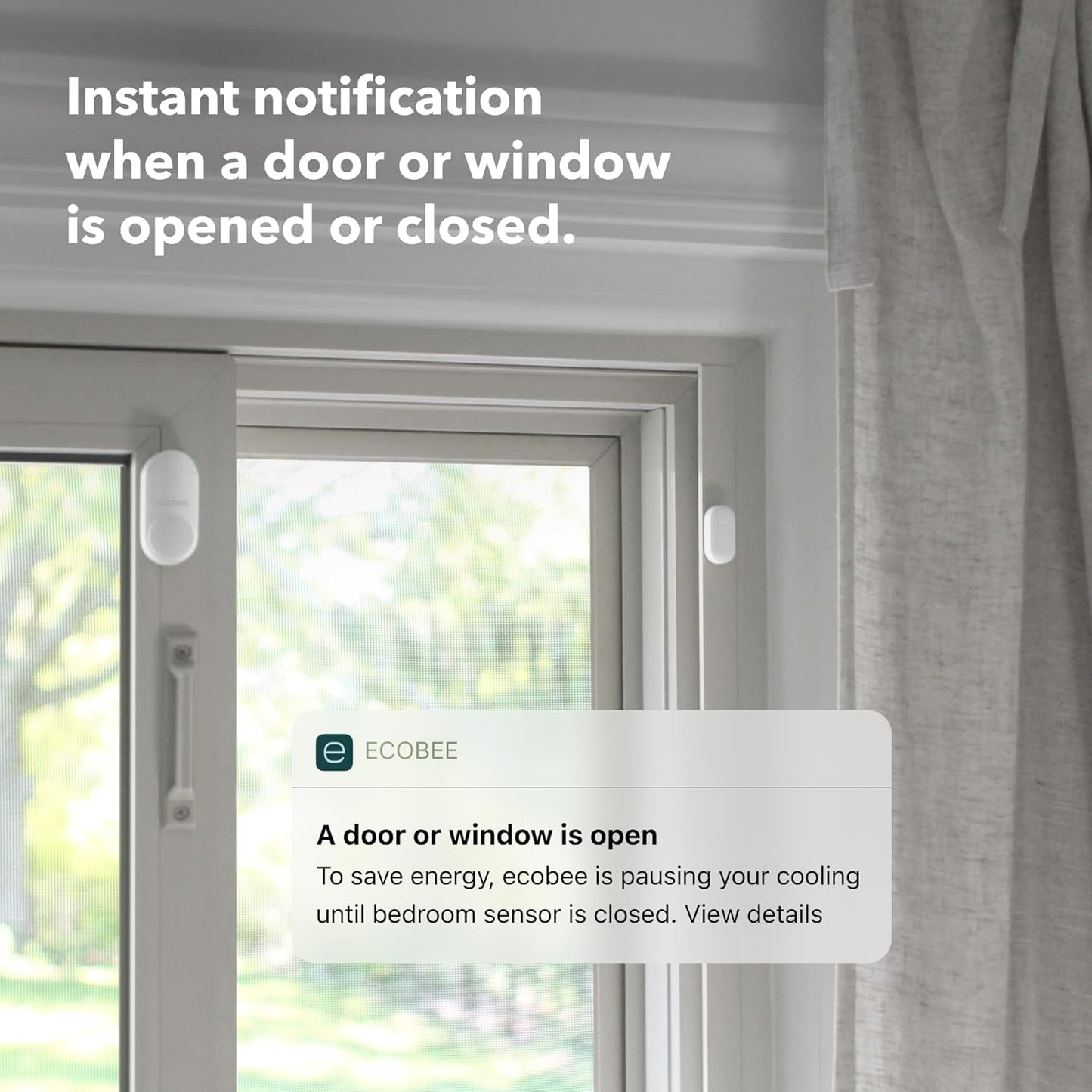 ecobee Smart Sensor for Doors & Windows 2 Pack - Wifi Contact Sensor for Home Security, Energy Savings - Compatible with ecobee Smart Thermostats - Temperature sensor