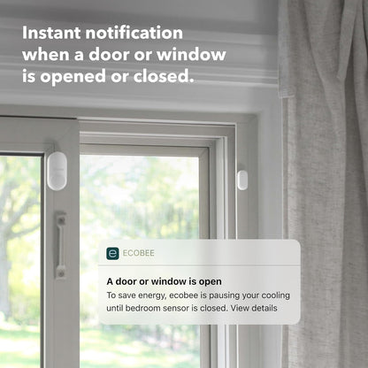 ecobee Smart Sensor for Doors & Windows 2 Pack - Wifi Contact Sensor for Home Security, Energy Savings - Compatible with ecobee Smart Thermostats - Temperature sensor