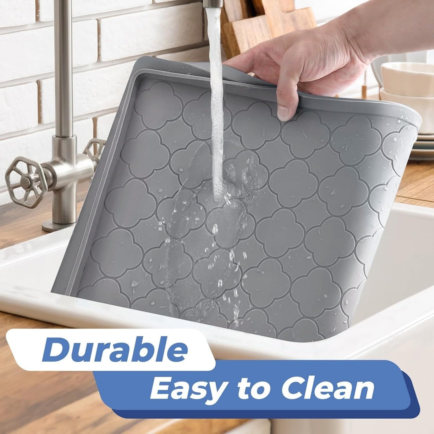 Jin&Bao Waterproof Under Sink Mat 37x19 for Kitchen and Bathroom, Thicken Kitchen Shelf Liner and Cabinet Protector, Organizer and Storage, Silicone Drip Tray, Pet Food Mat, Coffee Mat, Shoe Mat