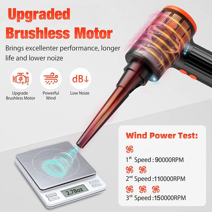 Compressed Air Duster, 130000RPM Electric Air Duster Replaces Compressed Air Cans, 3 Speed, Cordless Air Blower for Cleaning Camera Computer Household Pet Hair