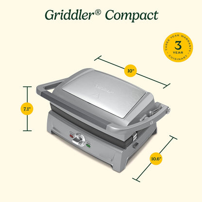 Cuisinart Compact Electric Griddler, 5 Ways to Cook, Non-Stick Cooking Plates, Silver (GR-102C)