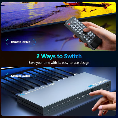 Video Wall Controller 2x2, HDMI 4K Input TV Wall Controller with 12 Modes, 180° Rotation, Edge Masking, Audio, IR Remote and 2x2,1x2,1x3,1x4,2x1,3x1,4x1 Modes, 4 tv Screens into 1 Wall Display