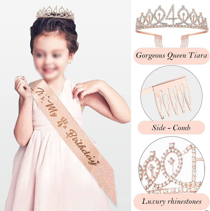 8pcs 40th Birthday Decorations gifts for Women, Including 40th Happy Birthday Cake Topper, Queen Sash with Pearl Pin, Sweet Rhinestone Tiara Crown for Women, Number Candles and Balloons (Rose Gold)
