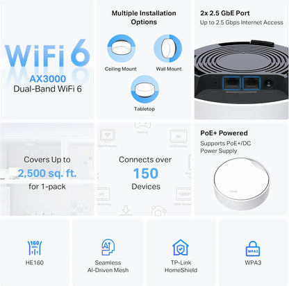 TP-Link Deco Whole Home Mesh WiFi System (Deco M4) – Up to 5,500 Sq. Ft. Coverage, Replaces Wireless Internet Routers and Extenders, Gigabit Ports, Works with Alexa, 3-Pack