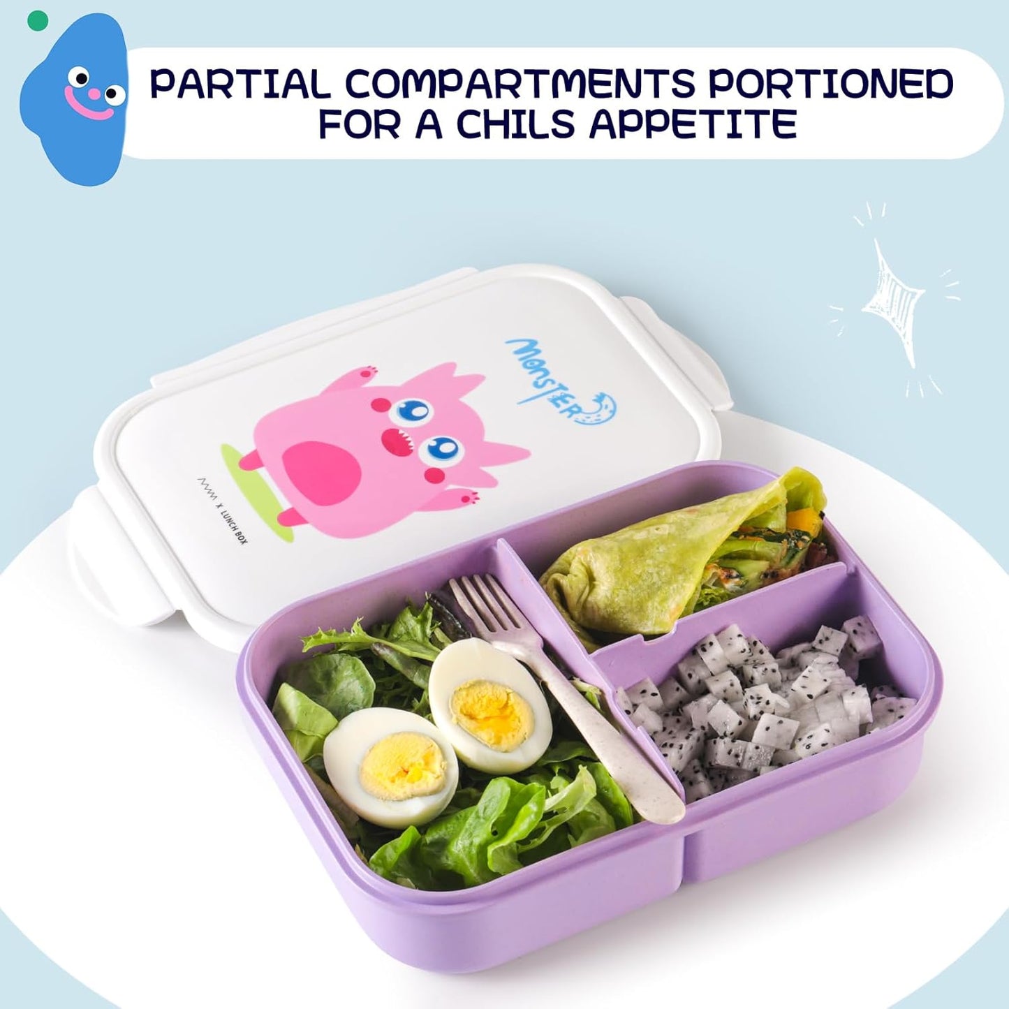 MISS BIG® Bento Box,Lunch Box Adult,Ideal Leak Proof Lunch Containers,Mom's Choice Lunch Box for Kids,No BPAs and No Chemical Dyes,Microwave and Dishwasher Safe Lunch Container (1900ml White)