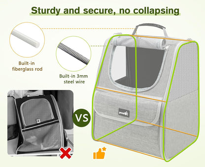 Pecute Expandable Cat Backpack Carrier, Small Dog Backpack Carrier, Pet Backpack Carriers for Cats Dogs Puppy Kitten, Cat Carriers Bag Carrying for Travel Hiking Bike Riding Walking Outdoor,Grey