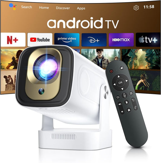 [ Auto Focus/Keystone ] Smart Projector with WiFi and Bluetooth 5.4, SALANGE 1080P Native Projectors 4K, Short Throw Projector w Built in Apps, Android 11, Mini Portable Proyector HY260pro