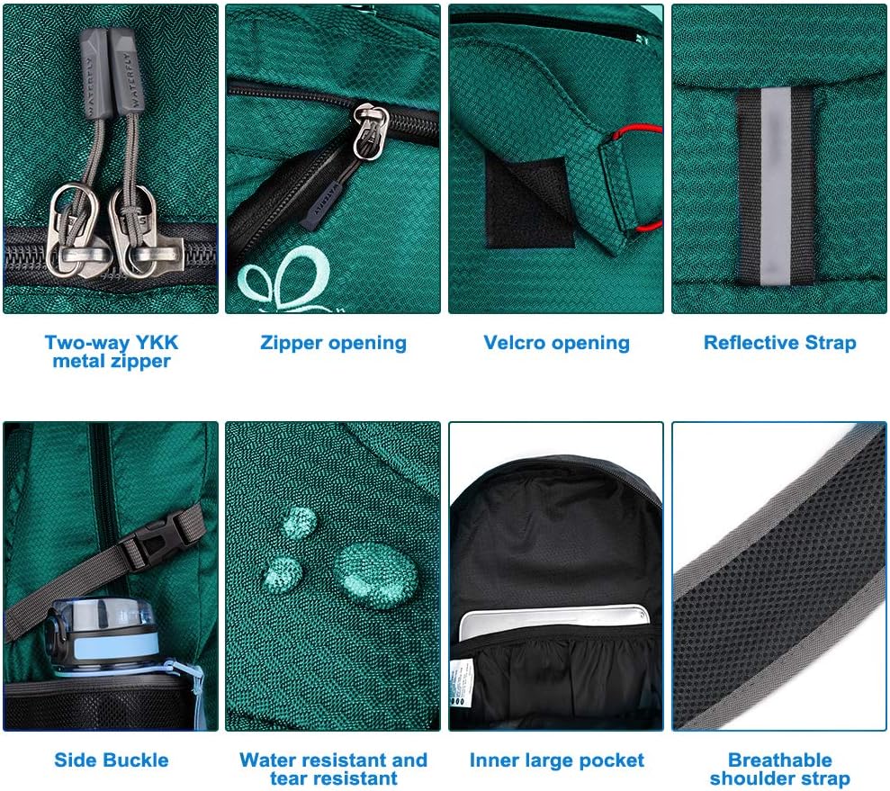 WATERFLY Hiking Backpack 20L Foldable Travel Backpack Lightweight Hiking Daypack for Outdoor Cycling Camping