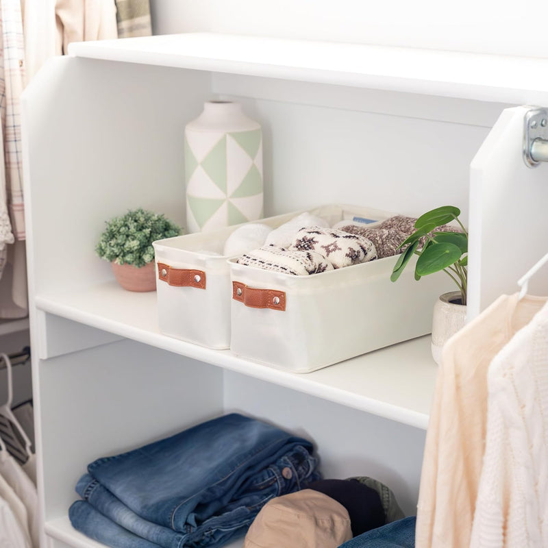 OrganiHaus Large Fabric Storage Baskets for Shelves 3 Pack, 15x11in Closet Storage Bins for Shelves, Cloth Baskets, Fabric Storage Cubes, Linen Closet Organizers, Fabric Basket, White Basket