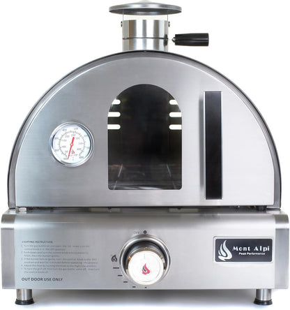 Mont Alpi MAPZ-SS 12000 BTU Multi-Fuel Countertop Table Top Stainless Steel Portable Outdoor Cooking Kitchen Backyard Propane Gas Pizza Making Baking Oven Roasting Grill - Pizza Stone Included