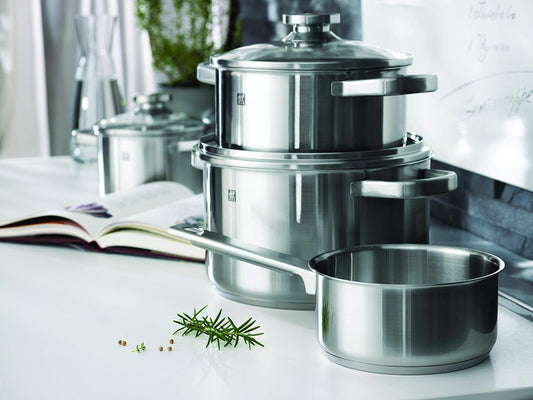 ZWILLING Joy 4.25L 18/10 Stainless Steel Round Double-Handled Saute Pan with Glass Lid, 64057-282