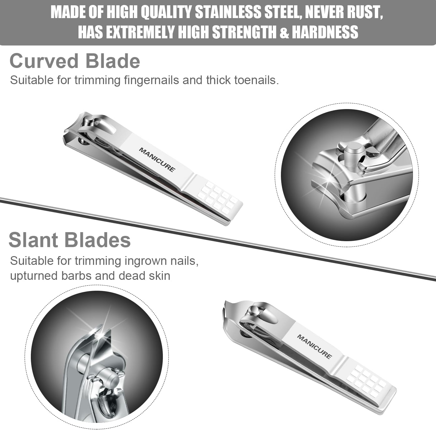 Manicure Set Professional Nail Clippers Pedicure Kit, 16 pcs Stainless Steel Nail Care Tools Grooming Kit with Luxurious Travel Leather Case for Thick Nails Men Women Gift (Black)