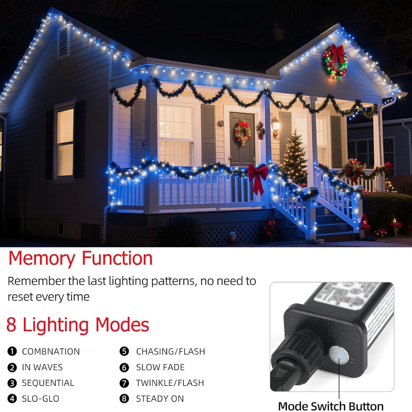 Tcamp 105FT 300 LED Purple Orange Halloween Decorations Lights Motion Activated Sync with 4 Scary Music, 6 Modes Halloween String Lights for Party Yard Outdoor Indoor Decor (3 Sets Connectable)