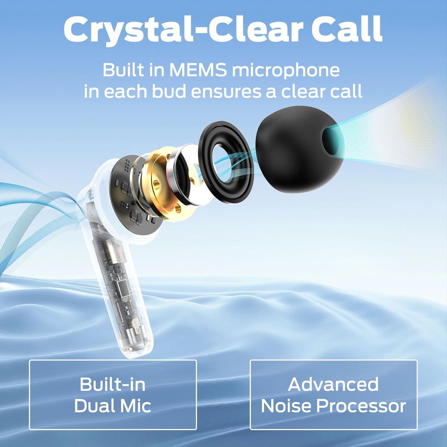 Monster N-Lite 203 AirLinks Wireless Earbuds, Bluetooth 5.3 Headphones HiFi Stereo, Wireless Earphones with 30H Playback, Type-C Charging, HD Clear Call, Touch Control, IPX6 Waterproof in-Ear Earbuds