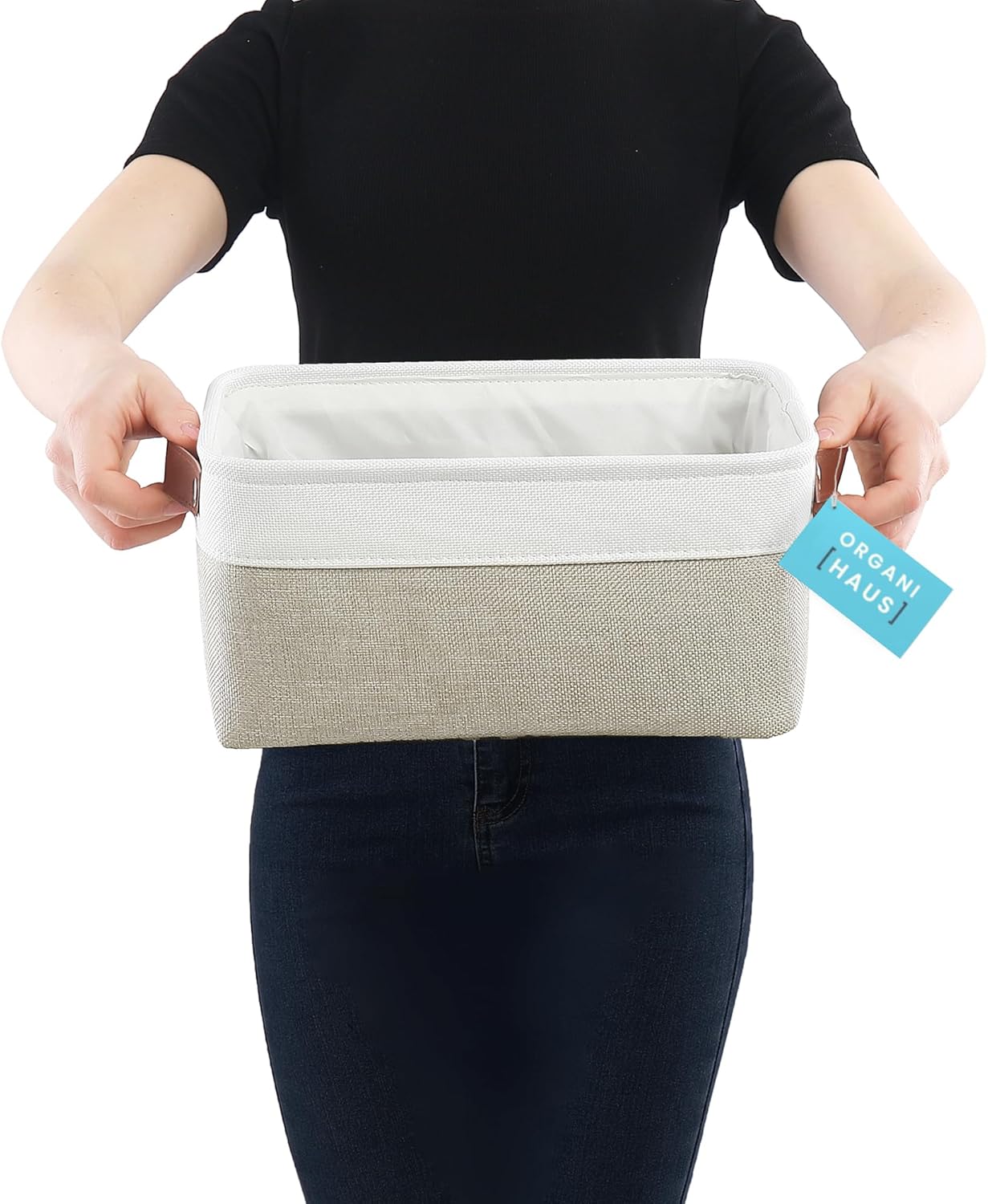 OrganiHaus Large Fabric Storage Baskets for Shelves 3 Pack, 15x11in Closet Storage Bins for Shelves, Cloth Baskets, Fabric Storage Cubes, Linen Closet Organizers, Fabric Basket, White Basket