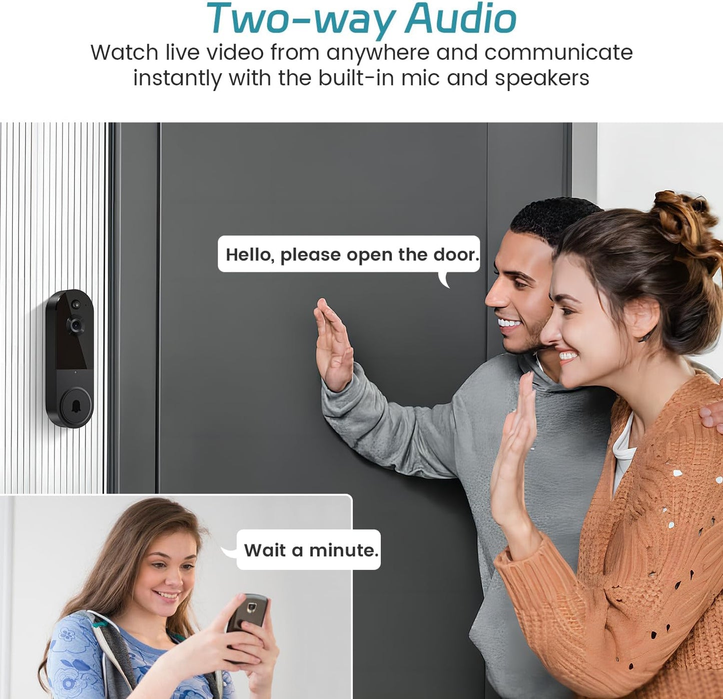 Occuwave 1080P Video Doorbell Camera Wireless, Cloud Storage, Live View, 2-Way Audio, Night Vision, Included Ring Chime, 2.4Ghz WiFi Only, Indoor Surveillance, Real-Time Alert (Silver)