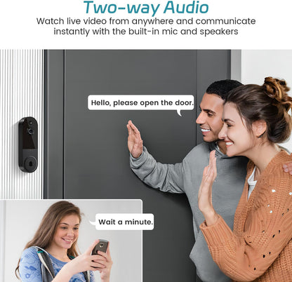 Occuwave 1080P Video Doorbell Camera Wireless, Cloud Storage, Live View, 2-Way Audio, Night Vision, Included Ring Chime, 2.4Ghz WiFi Only, Indoor Surveillance, Real-Time Alert (Silver)