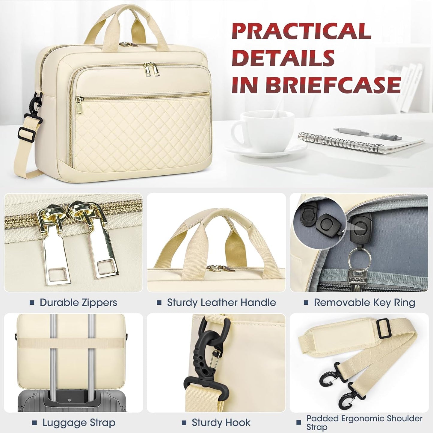 Laptop Bag 17 Inch Laptop Briefcase for Women Waterproof Computer Messenger Bag Professional Laptop Case for Business Work - PuriLite