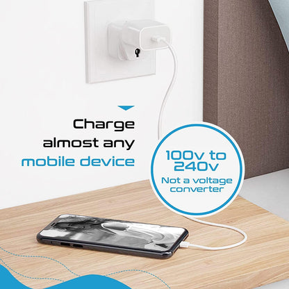 Ceptics Universal Travel Adapter kit, Dual USB (QC 3.0) + 2 US outlets + USB-C Cable, Use with Chargers, Cell Phones, Laptops, 6 Plug attachments for Worldwide use (Does Not Convert Voltage) (WPS-2B)