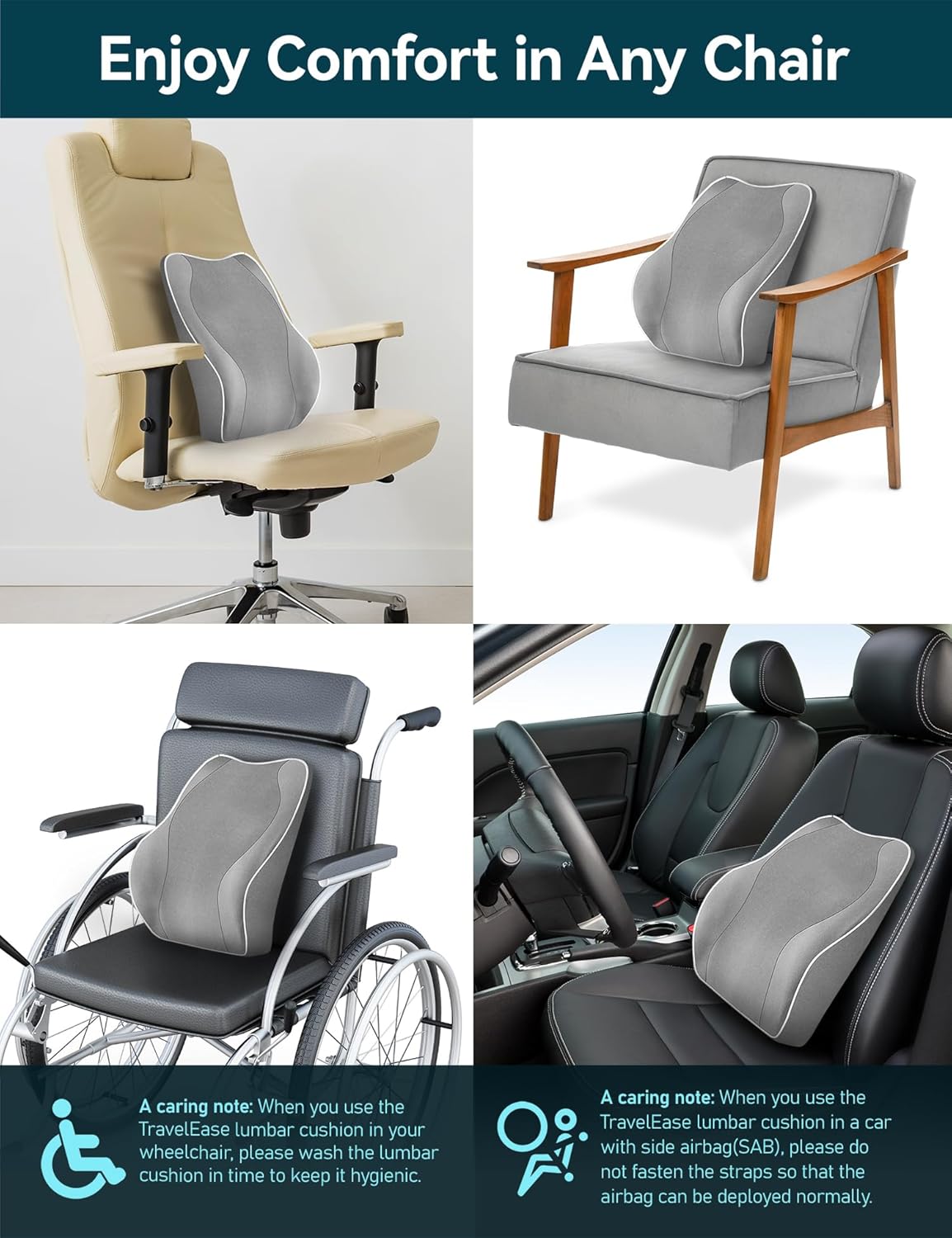 Purilite Select Ergonomic Lumbar Support Cushion