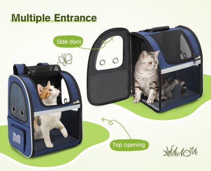Pecute Pet Carrier Backpack, Dog Carrier Backpack Expandable with Breathable Mesh for Pets ＜6kg, Pet Backpack Carrier for Hiking Travel Camping Outdoor