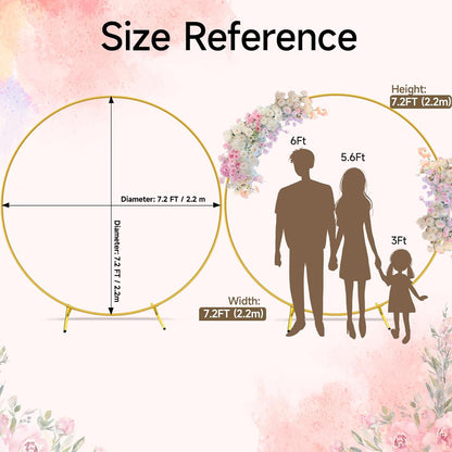 JEBUTU Balloon Arch Stand Metal Round Backdrop Stand Circle Balloon Arch Frame Wedding Arches 6.5FT for Ceremony Birthday Party Baby Shower Decoration