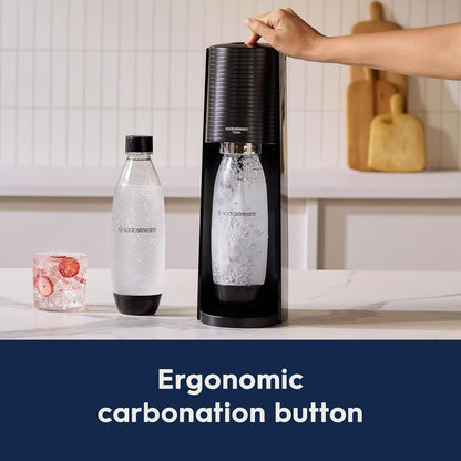SodaStream Terra Sparkling Water Maker with CO2 Cylinder, 1L Dishwasher Safe Bottle & Bubly Drink (Black)