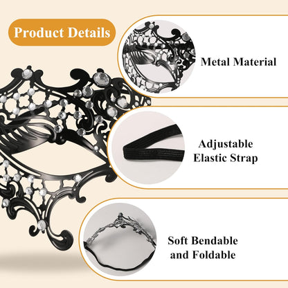 OIDEA Masquerade Mask Couples Set: Cosplay Venetian Party Mask One Eyed Half Face Mask Halloween Costume Mardi Gras Mask