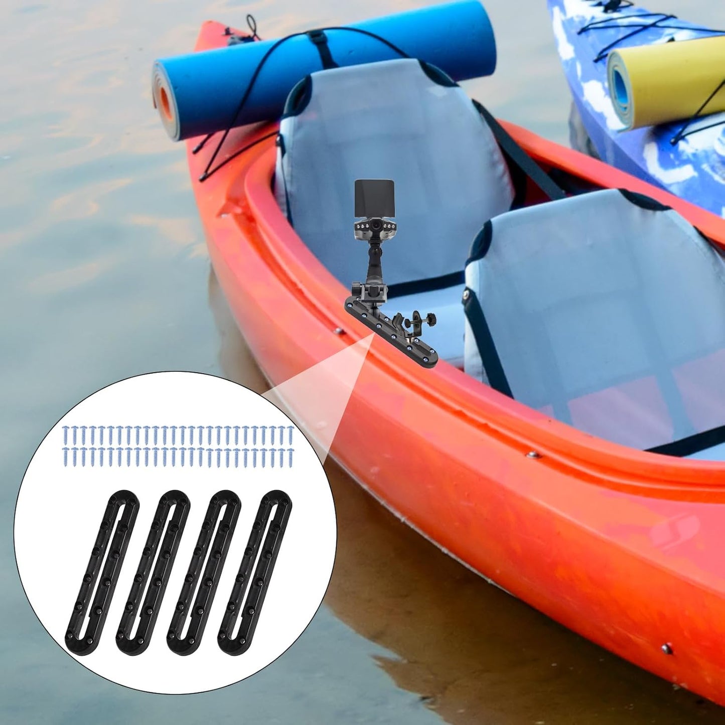 4pcs Kayak Tracks, 9.2 inch Kayak Low Profile Track with 52 Screws Kayak Rail Accessories Kayak Gear Track Mount for Fishing Rods Cup Holders Paddles Fish Finders Anchor Cleats