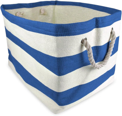 DII Storage Basket or Bin, Collapsible & Convenient Storage Solution for Office, Bedroom, Closet, Toys, Laundry (Large) - Pink Rugby Stripe