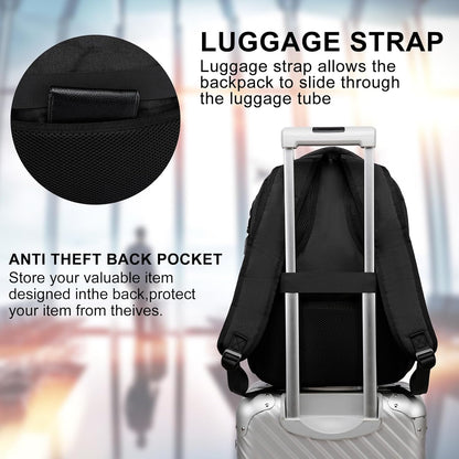 School backpack for Teen Boys, Backpack for Men,15.6 inch Laptop Backpack with USB Charging Port, Large Computer Bookbag with Compartments, Ergonomic Straps, Black