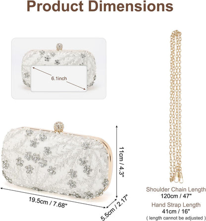 DTGN Evening Bags Clutch Purses for Women Formal, Bridal Purses Rhinestone Handbags Shoulder Bag with Chain Sparkly