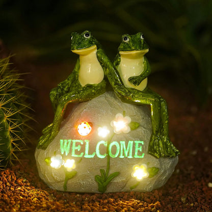 Nacome Solar Frog Riding Turtle for Garden Decor - Outdoor Statues for Patio,Yard,Balcony Ornament,Turtle Gifts for Women/Mom/Grandma,Mom's Best Gift