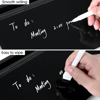 Varhomax Glass Desk Whiteboard Black with Calculator, Desktop Organizers Dry Erase White Board To-do List Memo Keyboard Stand with Accessories for Home School Office Supplies
