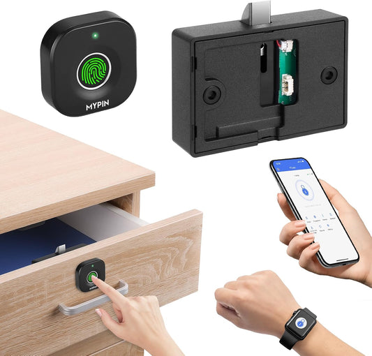 Bluetooth Fingerprint Cabinet Lock with Phone/Watch App Unlock, Smart Biometric Cabinet Lock, Keyless Hidden File Drawer Wardrobe Lock, Child Safety Electric Fingerprint Lock,DIY Wooden Furniture Lock