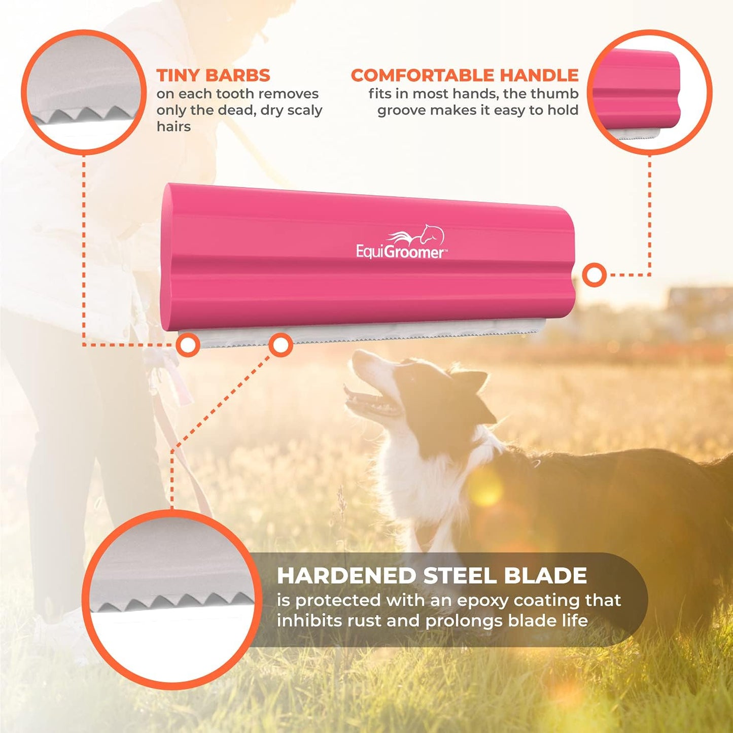 EquiGroomer Deshedding Brush for Dogs and Cats | Undercoat Deshedding Tool for Large and Small Pets | Comb Removes Loose Dirt, Hair and Fur While | Perfect for Short and Long Hair Grooming Shedding