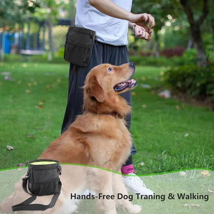 MGKSHADOW Dog Treat Pouch 1pc, Pet Training Clicker 2 pcs, Pet Treat Pouch, Built-in Poop Bag Dispenser (Black)