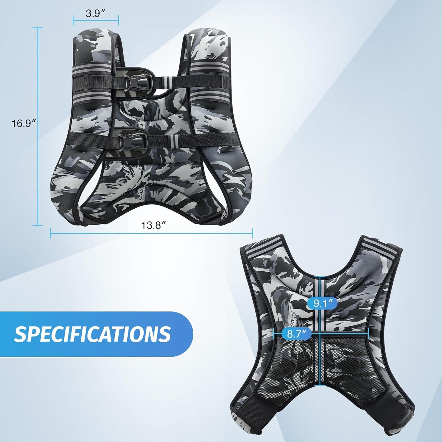 ZELUS Weighted Vest, 6lb/8lb/12lb/16lb/20lb/25lb/30lb Weight Vest with Reflective Stripe for Workout, Strength Training, Running, Fitness, Muscle Building, Weight Loss, Weightlifting