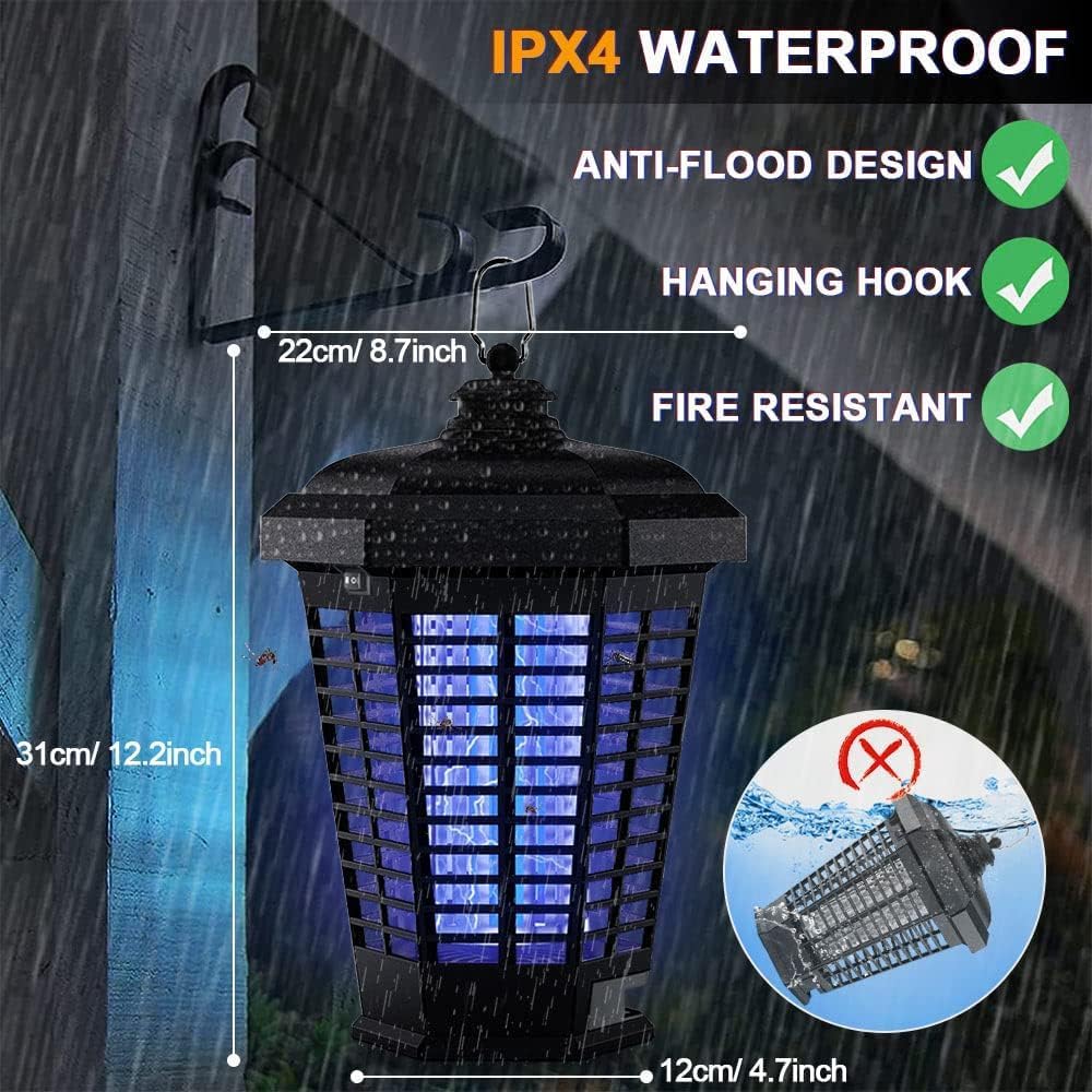 Electric Bug Zapper, 18W Mosquito Killer Outdoor IPX4 Waterproof, High Powered 4200V Electric Mosquito Zapper, Fly Trap for Home Garden Patio Office